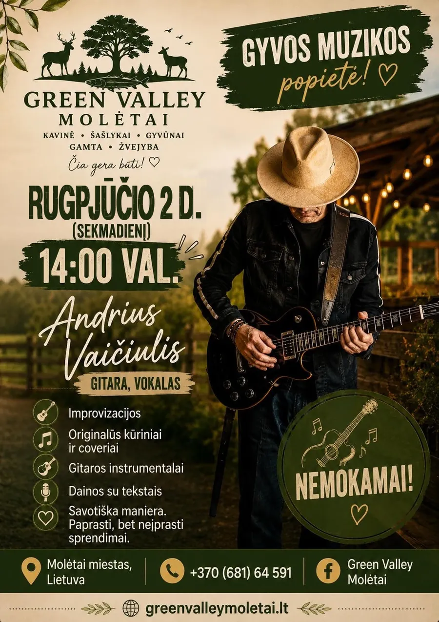 Gyvos muzikos popiete - Andrius Vaiciulis, rugpjucio 2 d.